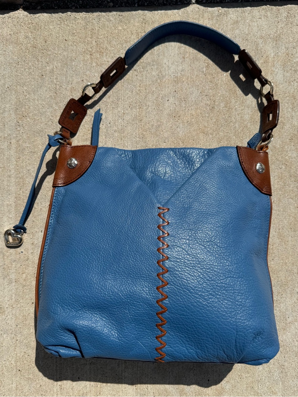 Brighton Blue Leather Shoulder Bag